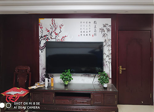 文昌中式家庭装修电视柜效果展示