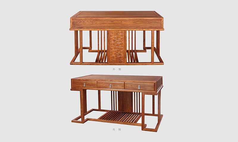文昌 别墅中式家居书房装修实木书桌效果图